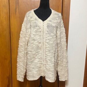 Classics by Jantzen Off-White Knit Cardigan Sweater Wool Blend Zip Front Comfy